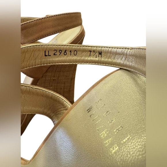 Stuart Weitzman Belfor Wedge Straw Flower Toe Taffy Colour Size 7.5 EUC - Picture 8 of 8